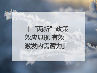 “两新”政策效应显现 有效激发内需潜力