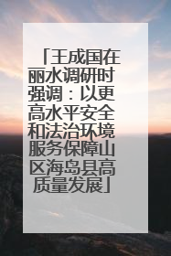 王成国在丽水调研时强调：以更高水平安全和法治环境服务保障山区海岛县高质量发展