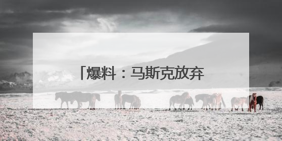 爆料：马斯克放弃殖民火星大计划