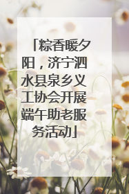 粽香暖夕阳，济宁泗水县泉乡义工协会开展端午助老服务活动