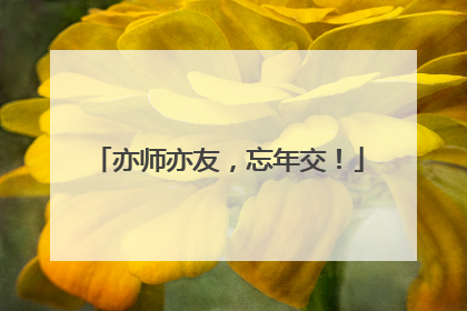 亦师亦友，忘年交！