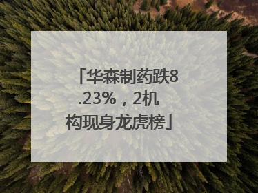 华森制药跌8.23%，2机构现身龙虎榜
