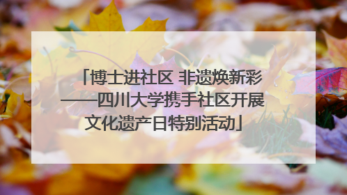 博士进社区 非遗焕新彩——四川大学携手社区开展文化遗产日特别活动