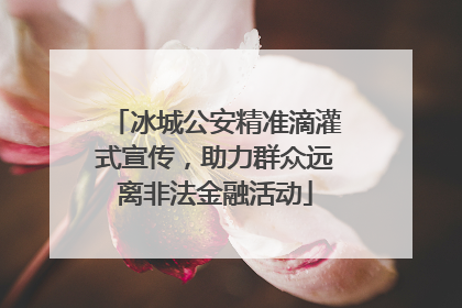 冰城公安精准滴灌式宣传，助力群众远离非法金融活动