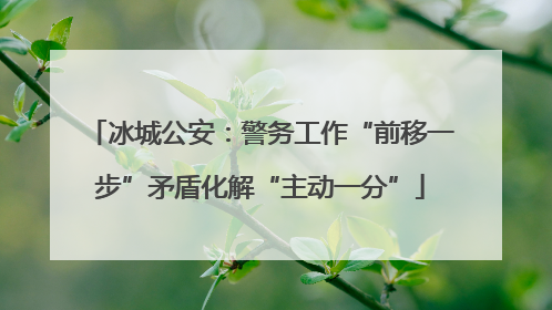 冰城公安：警务工作“前移一步”矛盾化解“主动一分”