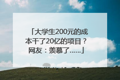 大学生200元的成本干了20亿的项目？网友：羡慕了……