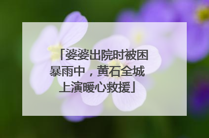 婆婆出院时被困暴雨中，黄石全城上演暖心救援