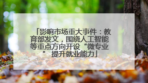 影响市场重大事件：教育部发文，围绕人工智能等重点方向开设“微专业” 提升就业能力