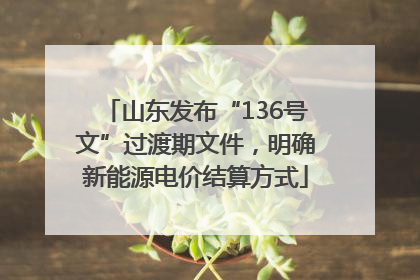 山东发布“136号文”过渡期文件，明确新能源电价结算方式
