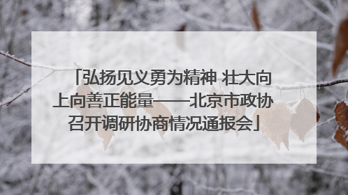 弘扬见义勇为精神 壮大向上向善正能量——北京市政协召开调研协商情况通报会