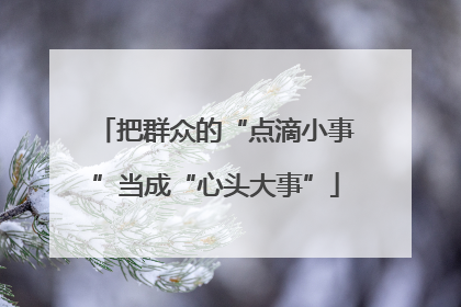 把群众的“点滴小事”当成“心头大事”