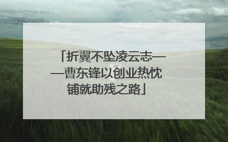 折翼不坠凌云志——曹东锋以创业热忱铺就助残之路