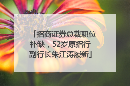 招商证券总裁职位补缺，52岁原招行副行长朱江涛履新