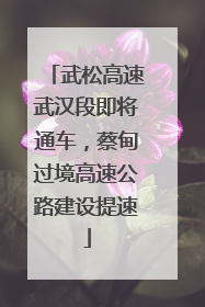 武松高速武汉段即将通车，蔡甸过境高速公路建设提速