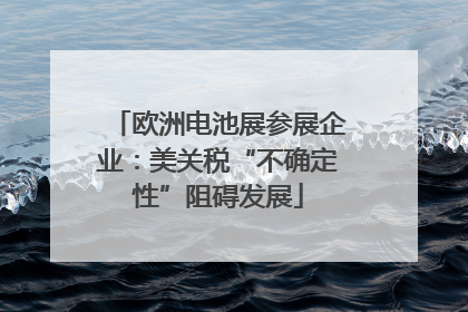 欧洲电池展参展企业：美关税“不确定性”阻碍发展