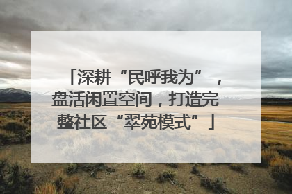 深耕“民呼我为”，盘活闲置空间，打造完整社区“翠苑模式”
