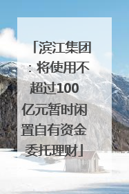 滨江集团：将使用不超过100亿元暂时闲置自有资金委托理财