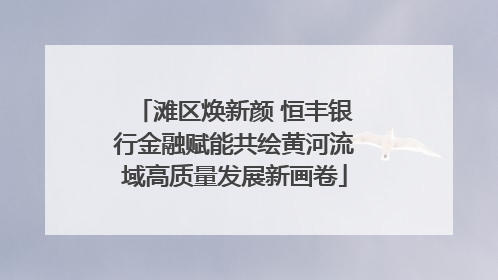 滩区焕新颜 恒丰银行金融赋能共绘黄河流域高质量发展新画卷
