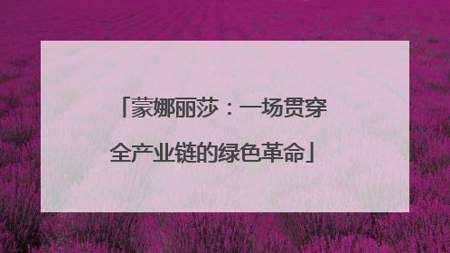 蒙娜丽莎：一场贯穿全产业链的绿色革命