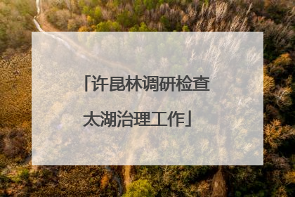 许昆林调研检查太湖治理工作