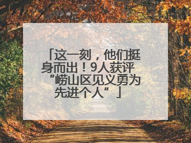 这一刻，他们挺身而出！9人获评“崂山区见义勇为先进个人”