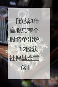 连续3年高股息率个股名单出炉，12股获社保基金重仓