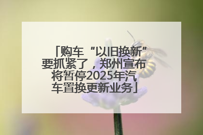 购车“以旧换新”要抓紧了，郑州宣布将暂停2025年汽车置换更新业务