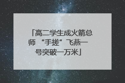 高二学生成火箭总师 “手搓”飞燕一号突破一万米