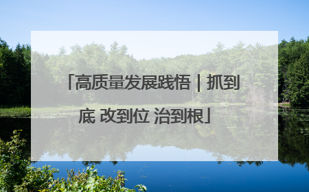 高质量发展践悟｜抓到底 改到位 治到根