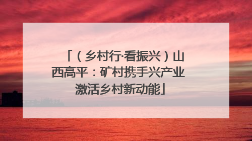 （乡村行·看振兴）山西高平：矿村携手兴产业 激活乡村新动能