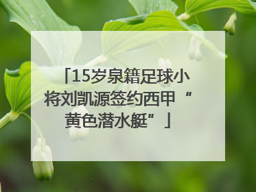 15岁泉籍足球小将刘凯源签约西甲“黄色潜水艇”