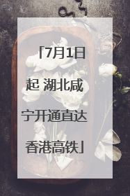 7月1日起 湖北咸宁开通直达香港高铁